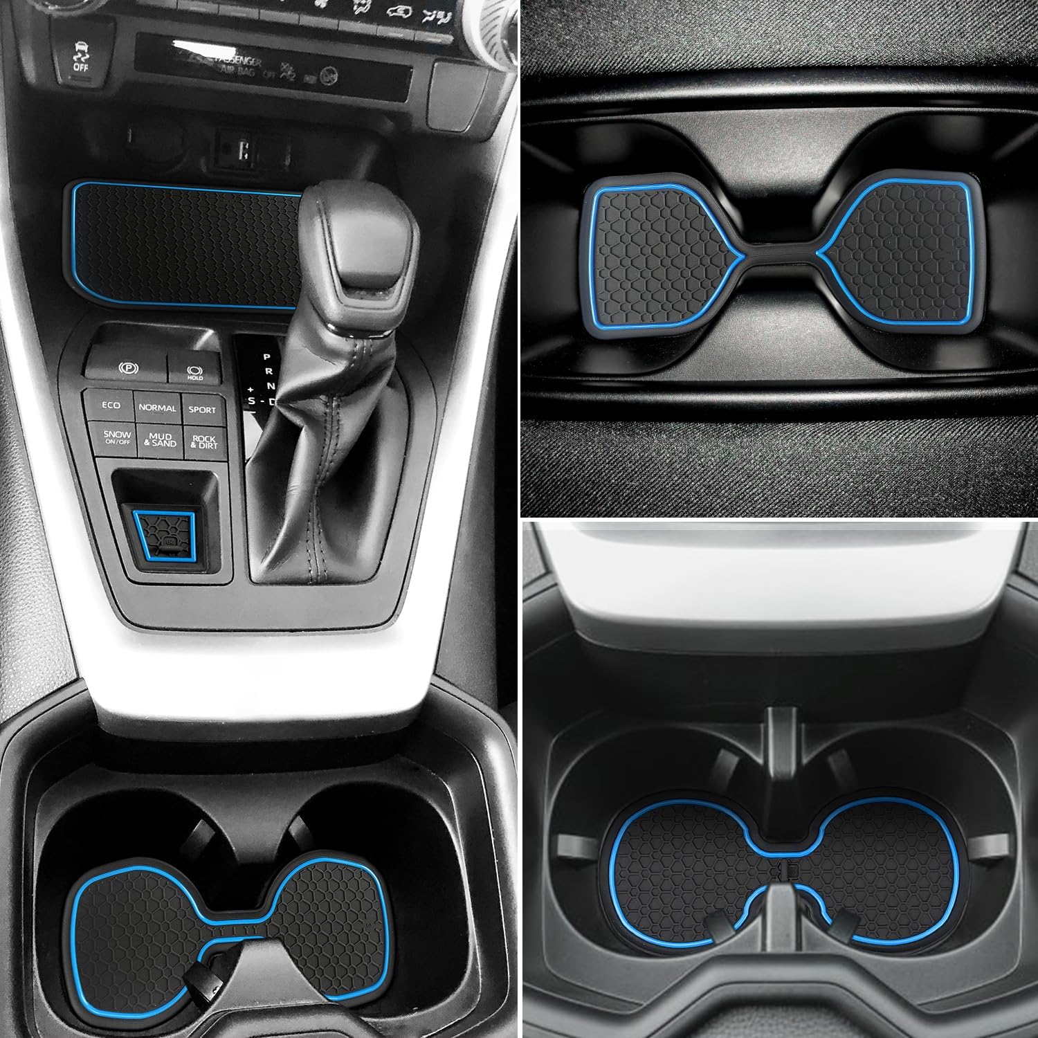 Auovo Anti Dust Mats for Toyota RAV4 Accessories 2019-2023 Custom Interior Fit Door Compartment Cup Holder Insert Center Console Liners(14pcs/Set)(Blue)