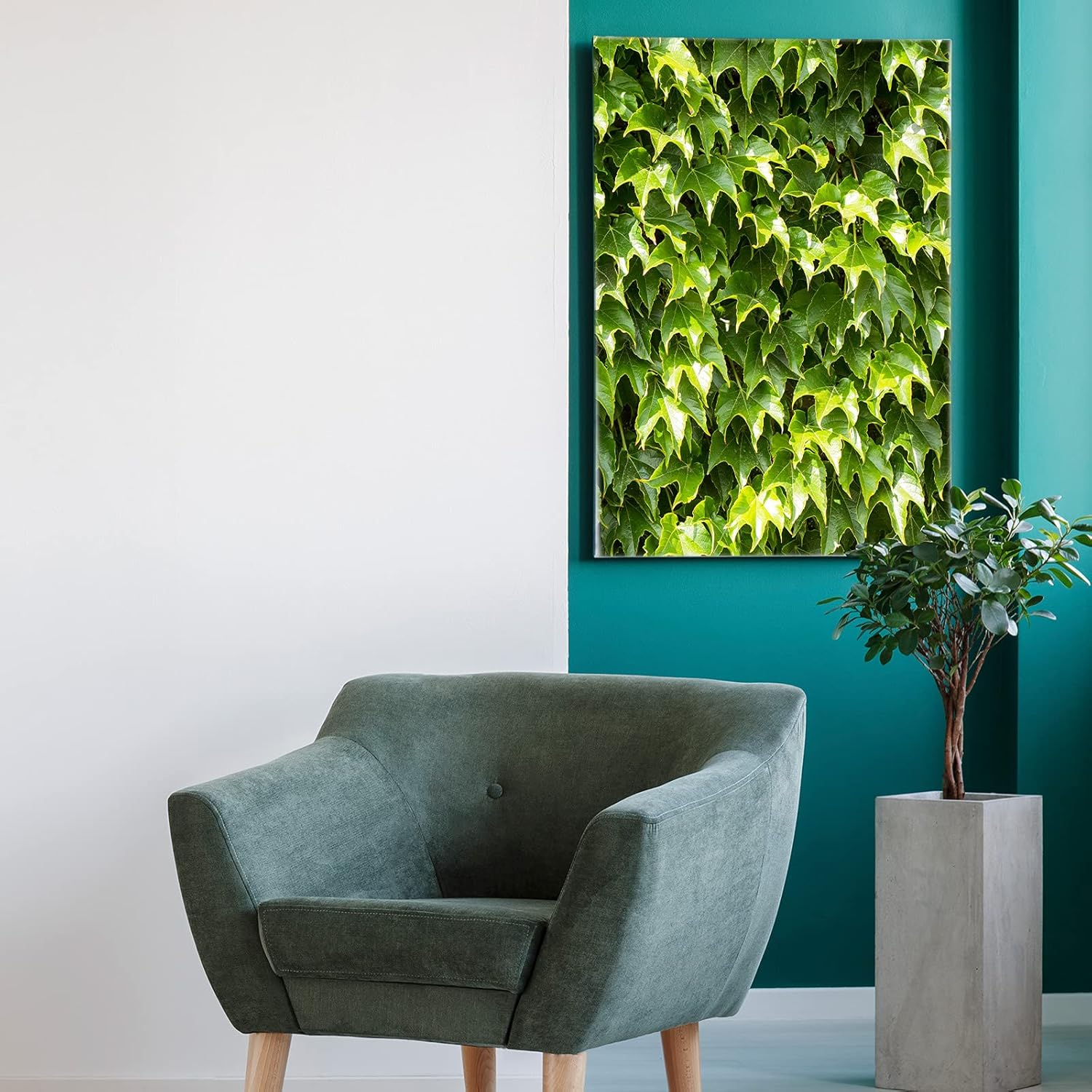 2 Sheets ​Ivy Leaves Wheelie Bin Sticker Adhesive Ivy Leaf Dustbin Sticker Decorative Wall Stickers Large Green Leaves Decal for Fridge Bins Wall, Indoor Outdoor Decorations, 15.74 x 32.28 Inch