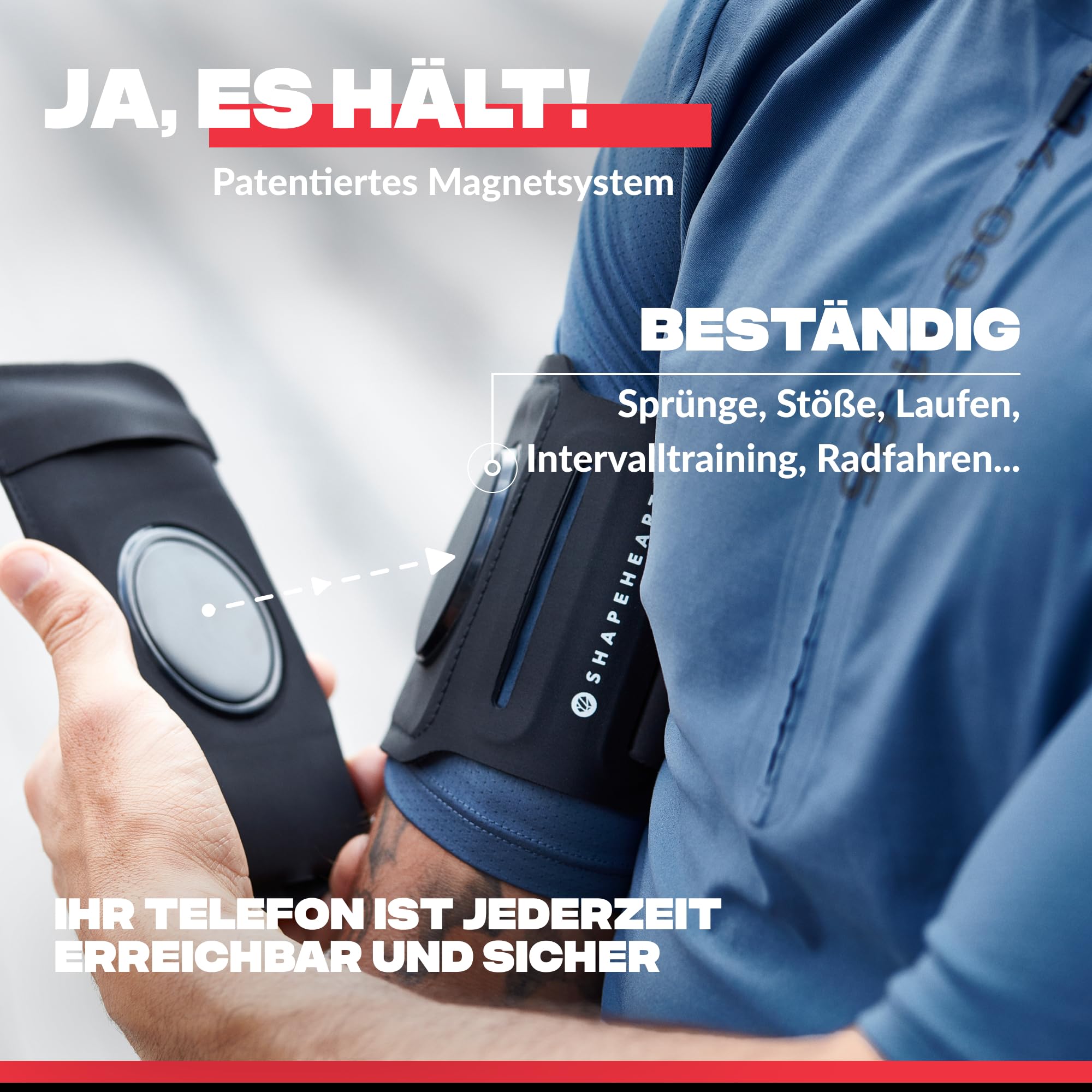 Shapeheart - Sportarmband Handy Universal - Handytasche Joggen Armtasche Kompatibel mit iPhone, Galaxy... Handy Armband Joggen für Running