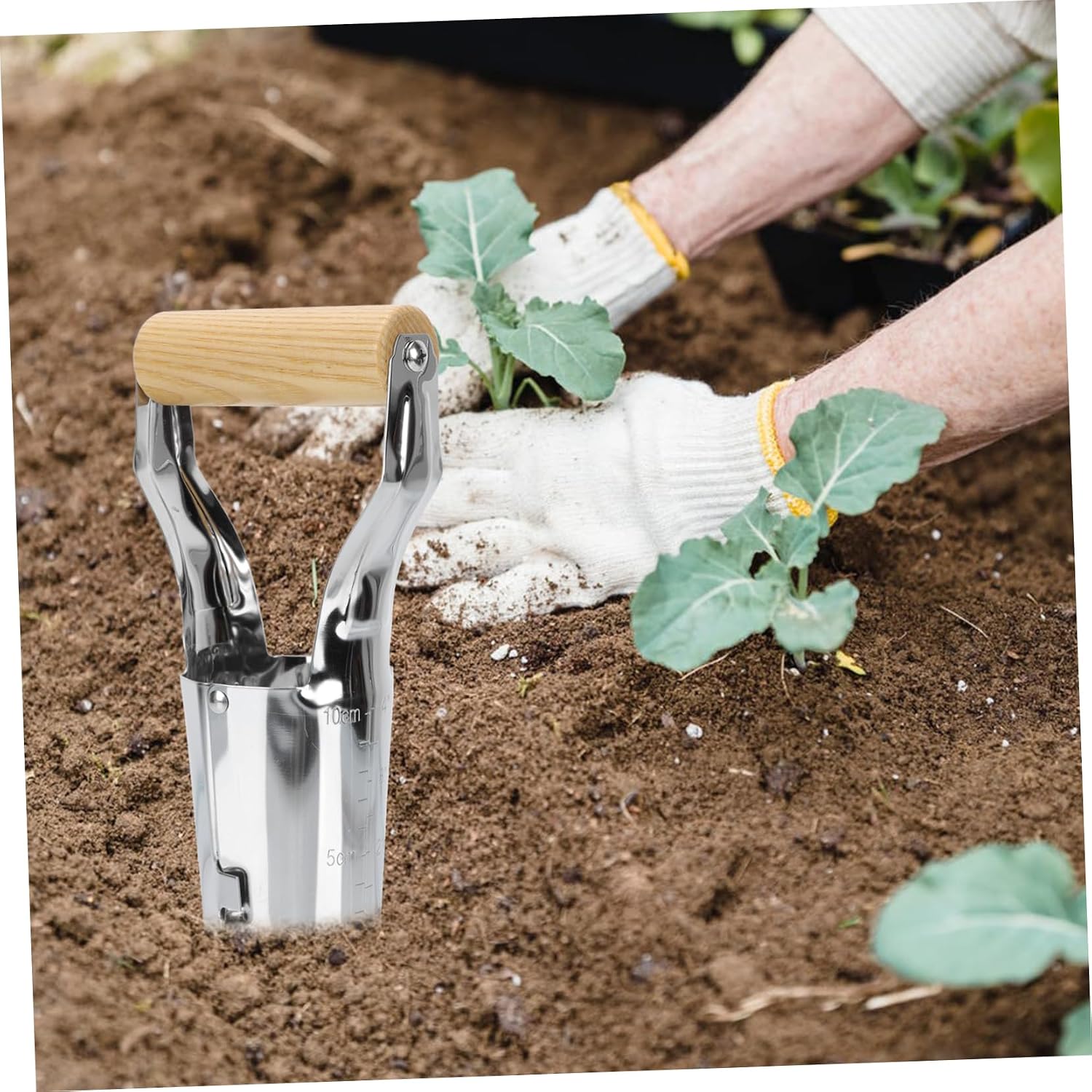 Sosoport 1pc Stainless Steel Garden Transplanting Tool Ergonomic Handle Flower Tube Transplanter for Easy Planting and Lightweight for and Vegetables Style