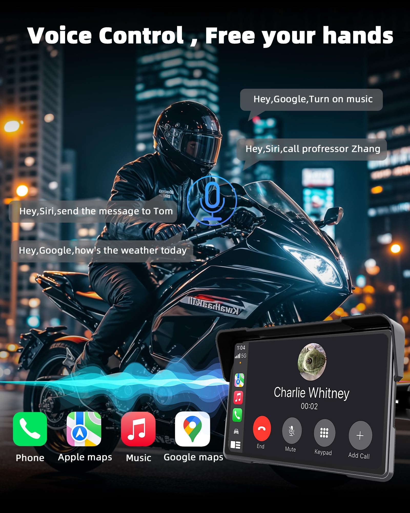 Jansite Carplay Moto per BMW Moto 7 Pollici Navigatore Moto Schermo Assistenza Senza Fili CarPlay e Android Auto, Navigatore per Mo.to con Bluetooth, IP67 Impermeabile, Navigazione GPS Siri/Goo-gle