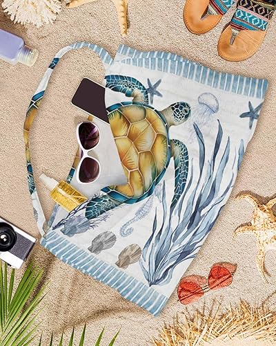 Miniatura 8 de Funda para silla de playa con bolsillos, funda de microfibra de secado rápido para tumbona de playa con estrellas de mar costeras submarinas,