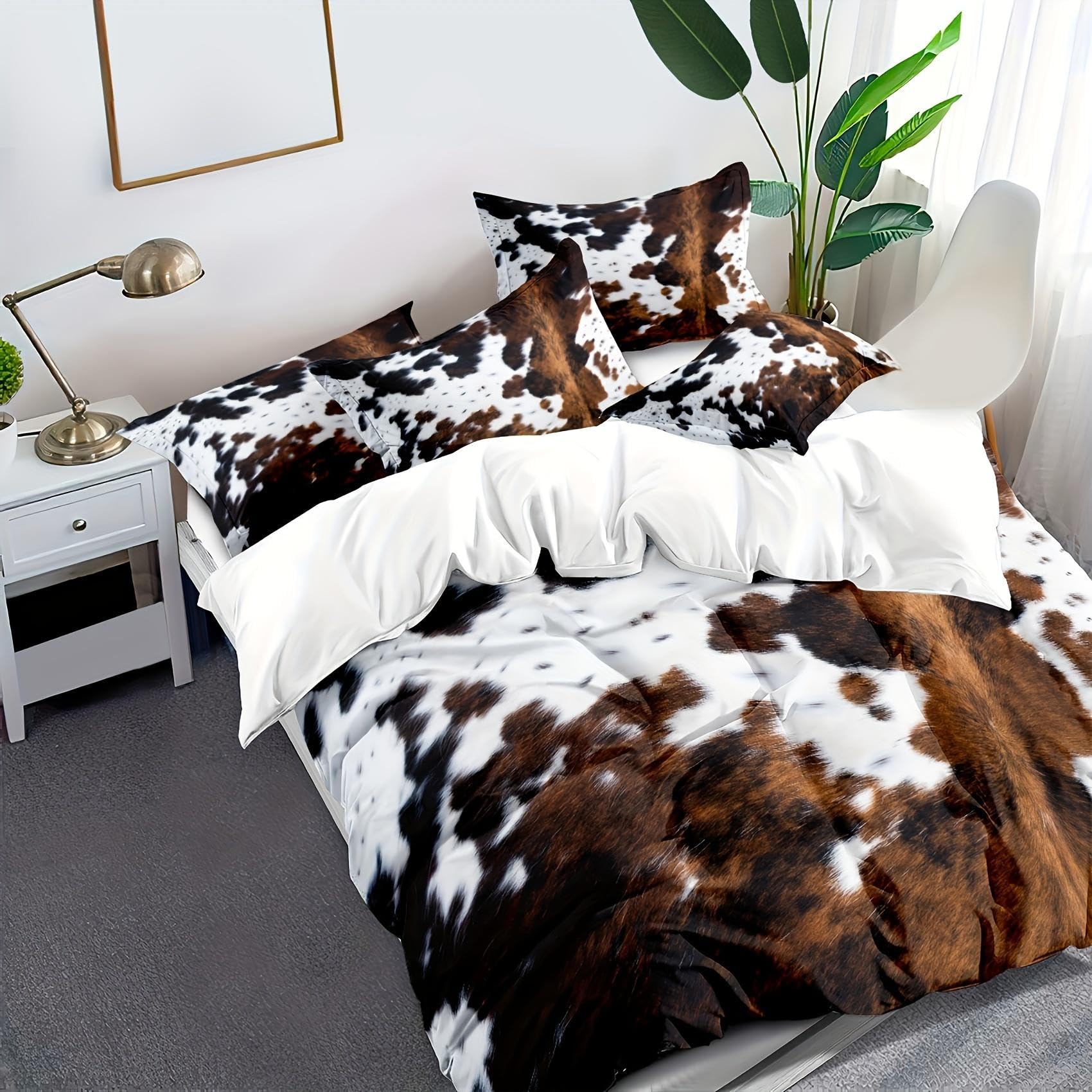 Housse de couette imprimée vache pour réchauffer l'ambiance d'une chambre d'amis cosy