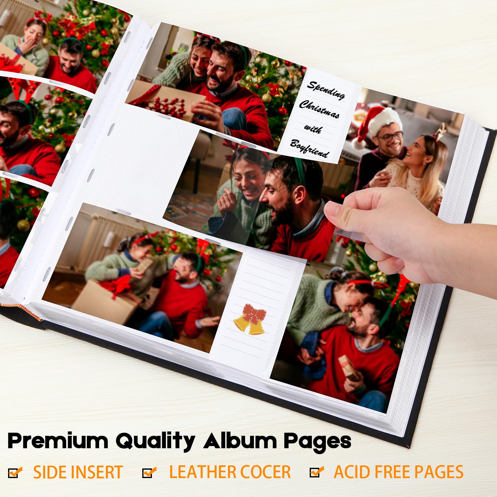 Álbum de fotos de 10 x 15 cm, 450 fotos con superficie de escritura, 10 x 15 cm, cubierta de lino con ventana frontal, 4 x 6, 450 fotos, 4 x 6, álbum de fotos, libro para bodas, niños, viajes, familia