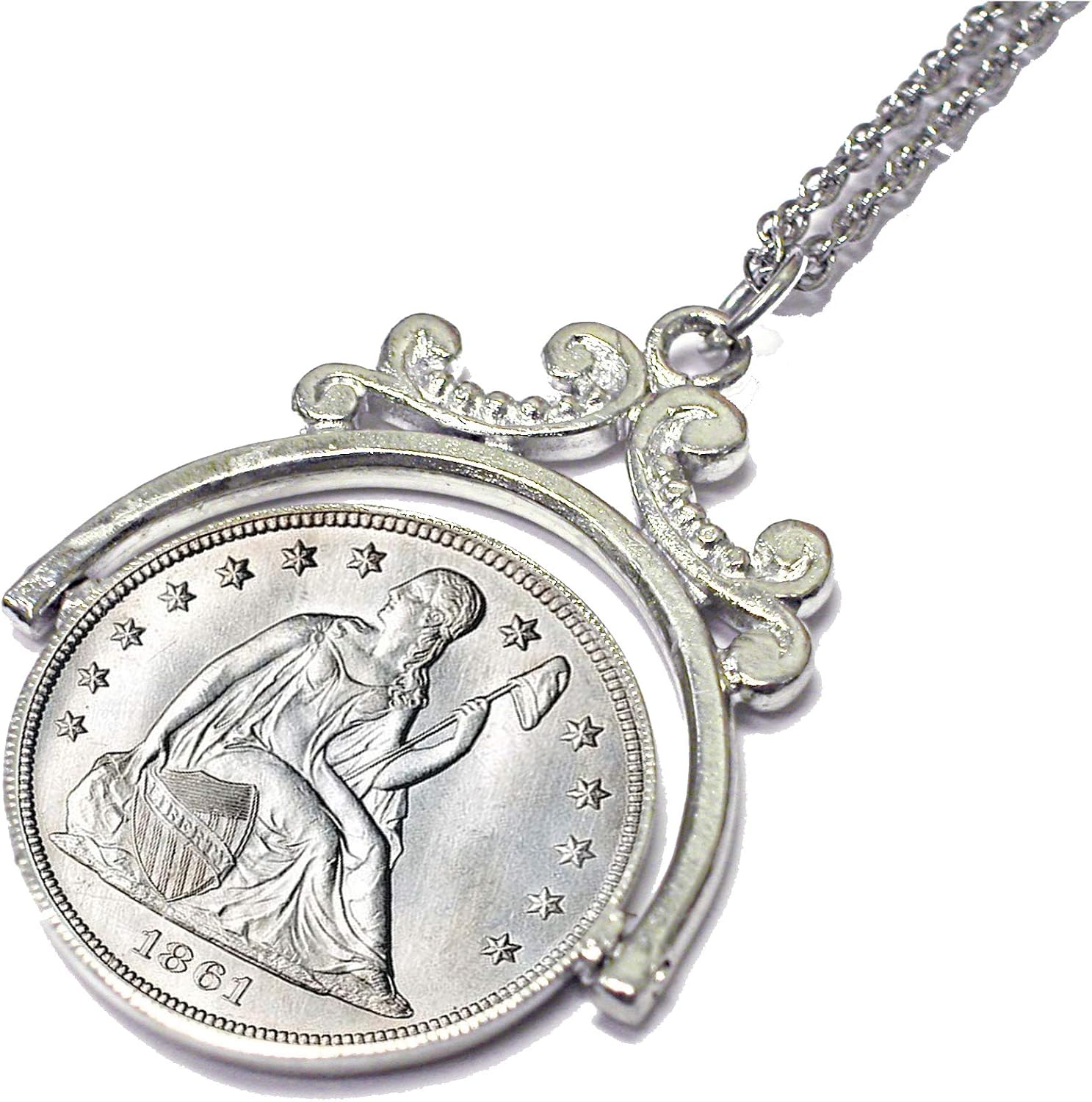 Civil War Silver Seated Liberty Coin Spinner Pendant