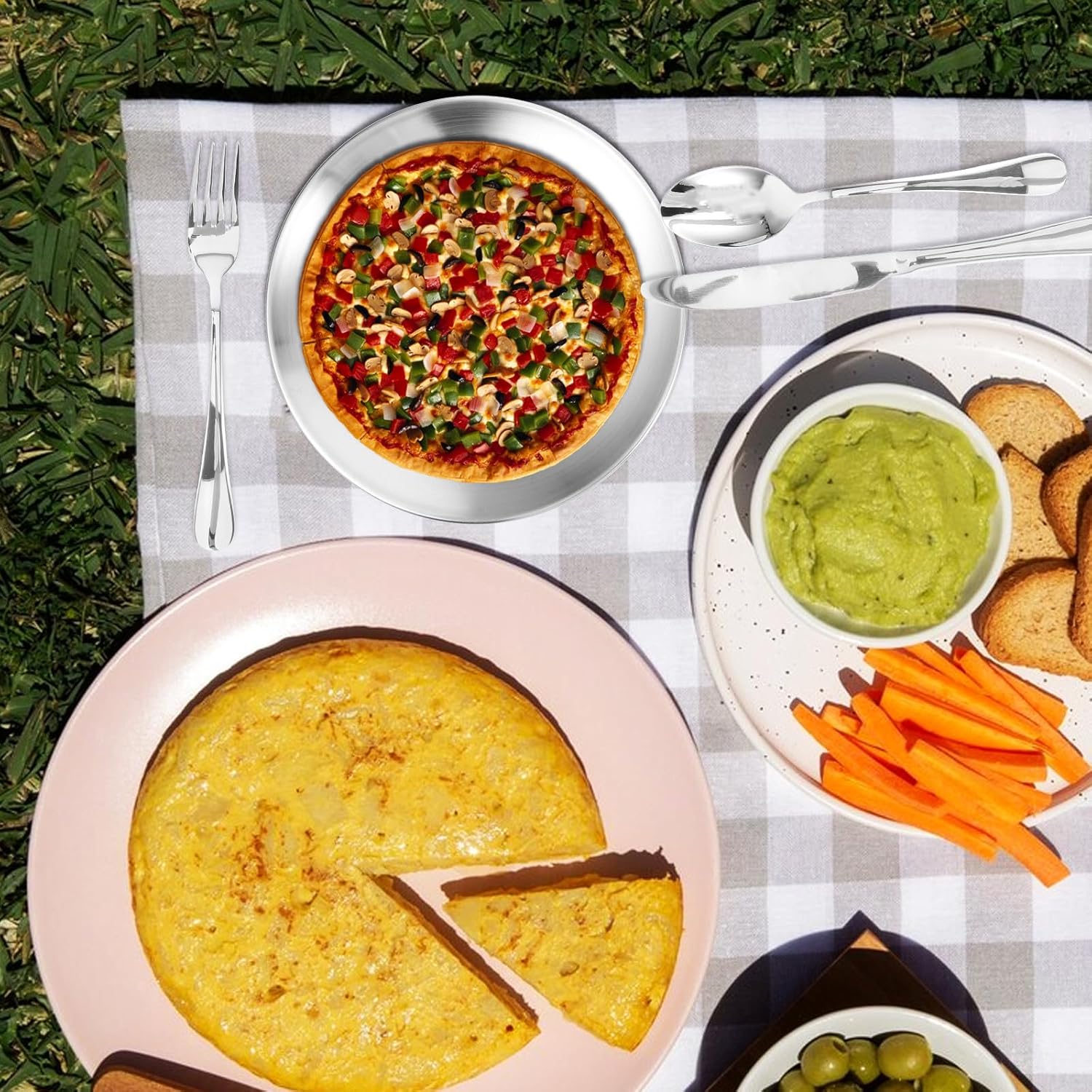 Camping Tableware Set 10pcs Stainless Steel Cutlery Kit with Portable Storage Case for Two, Travel Utensils Flatware Set for Outdoor Camping and Picnic