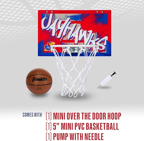 Miniatura 2 de Franklin Sports NCAA - Aro de baloncesto sobre la puerta, aro de baloncesto para interiores con baloncesto para niños, mini aro para dormitorio +