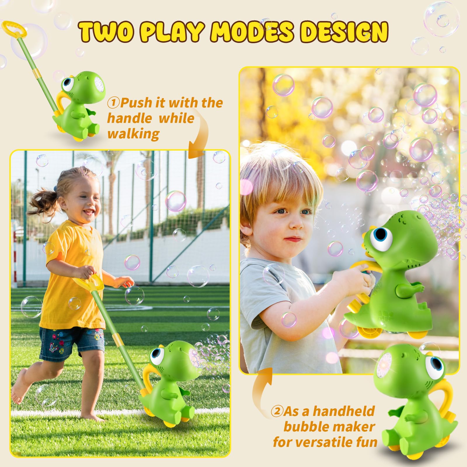 UTUDirect Rechargeable Bubble Machine for Toddlers 1-3: Portable Dinosaur Bubble Maker Blower for Party Birthday Christmas Kids Gift | Outdoor Toys for 3 4 5 Year Old Boy Girl