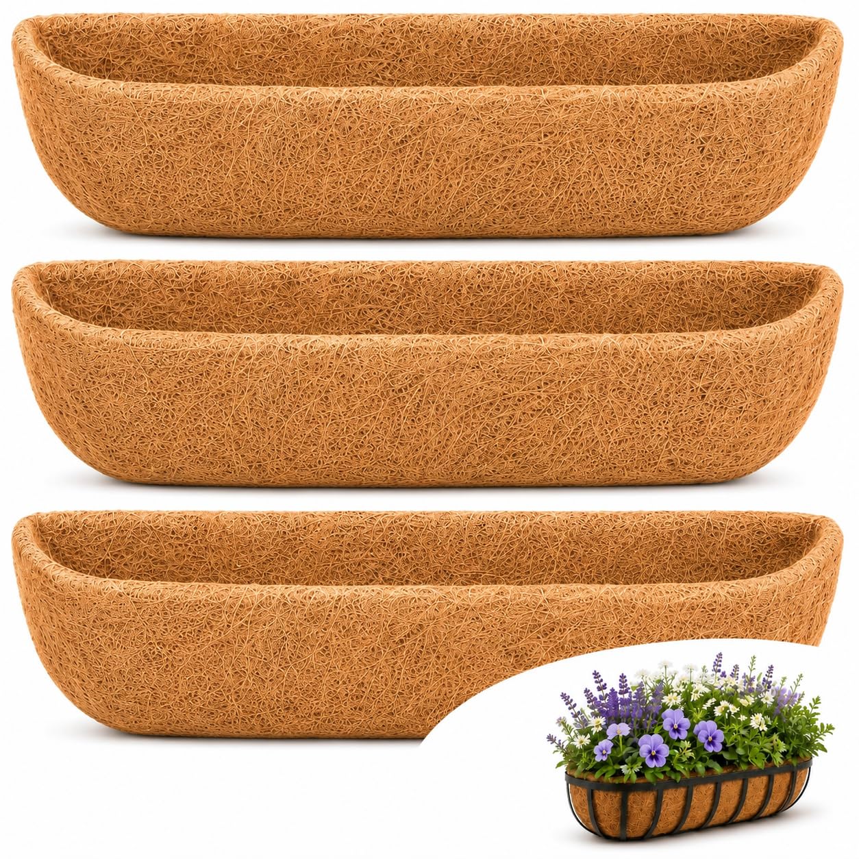 Y&M 3PCS 24 Horse Trough Coco Liners
