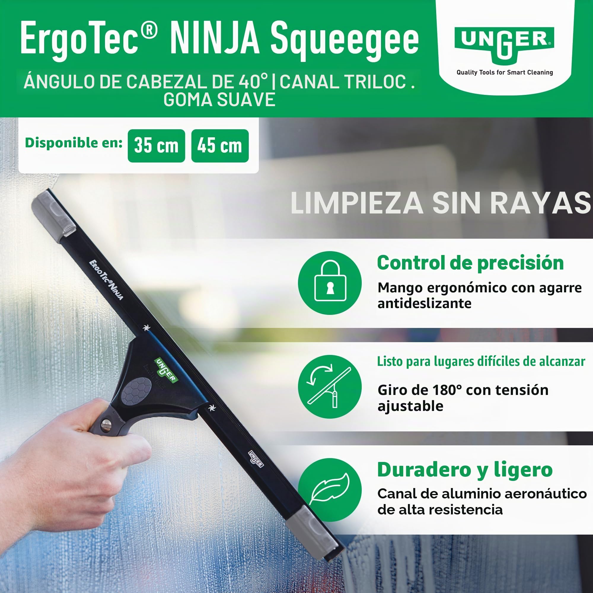 Unger EN450 - Rasqueta limpiacristales, 45 cm
