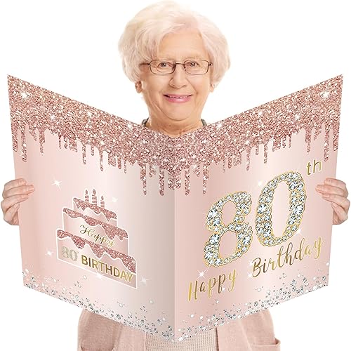 Miniatura 7 de Tarjeta grande de cumpleaños de 70 años con sobre, tarjeta de feliz cumpleaños 70 jumbo para niña, tarjetas de felicitación extra grandes para libro