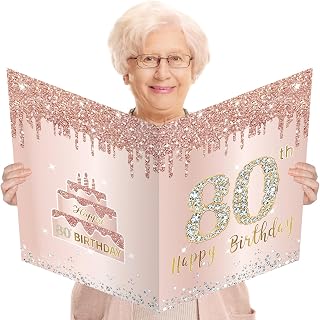 Large 80th Birthday Gift Card Jumbo Pink