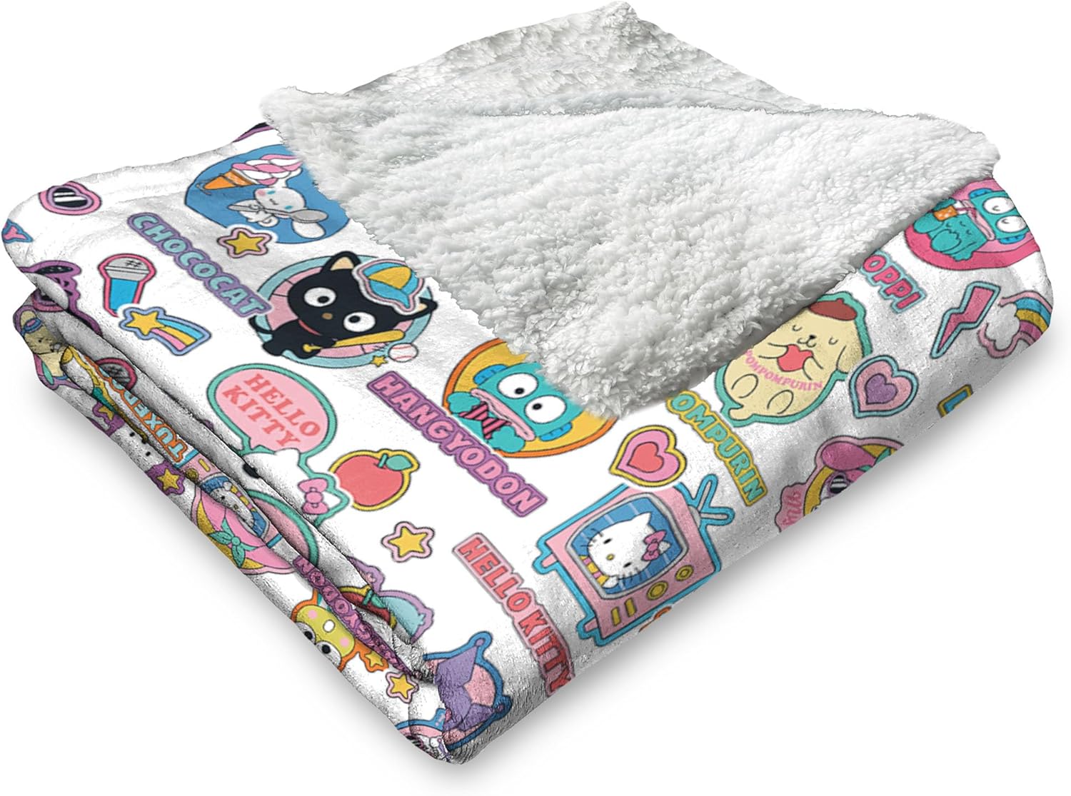 Northwest Sanrio Hello Kitty & Friends, Squad Up, Silk Touch Sherpa Throw Blanket, 50 x 60 Inches - Image 4