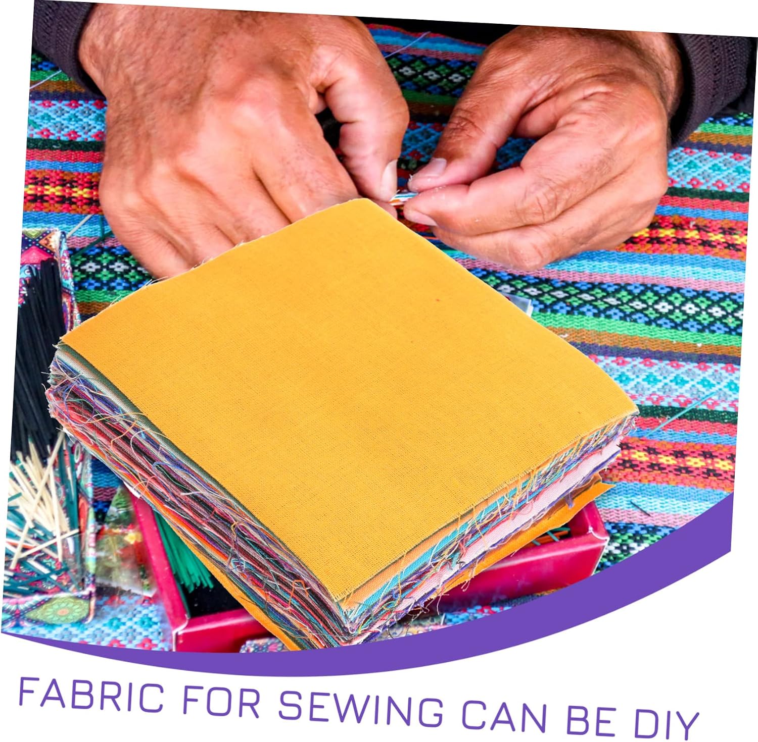 Angoily 300pcs Thick Fabric Squares Quilt Squares DIY Craft Fabric Sheets Sewing Projects for Quilting