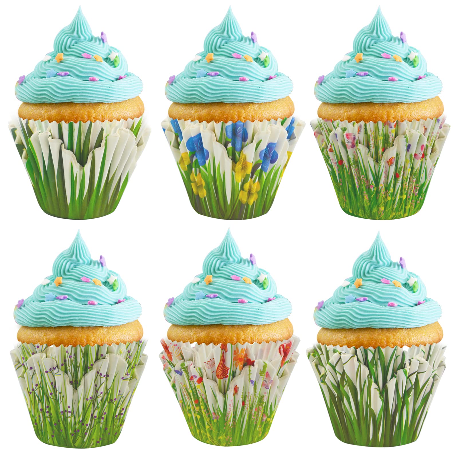 240 Pcs Cupcake Cases Paper Wrapper Petal Shaped Cupcake Liners 6 Stylish Cupcake Baking Cups Muffin Cupcake Wrapper Paper Cases for Wedding Birthday Easter Party Decoration