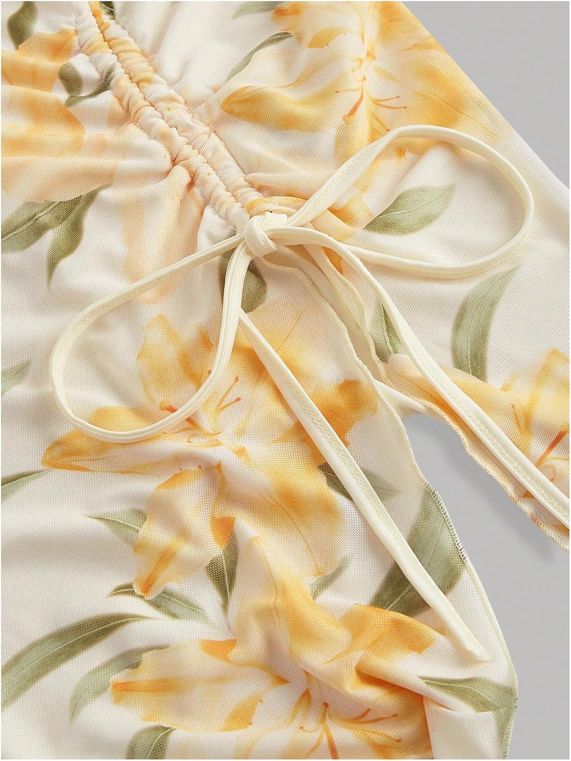 Milumia Women's Floral Print Strapless Tube Top Ruched Drawstring Asymmetrical Tank Tops - Image 5