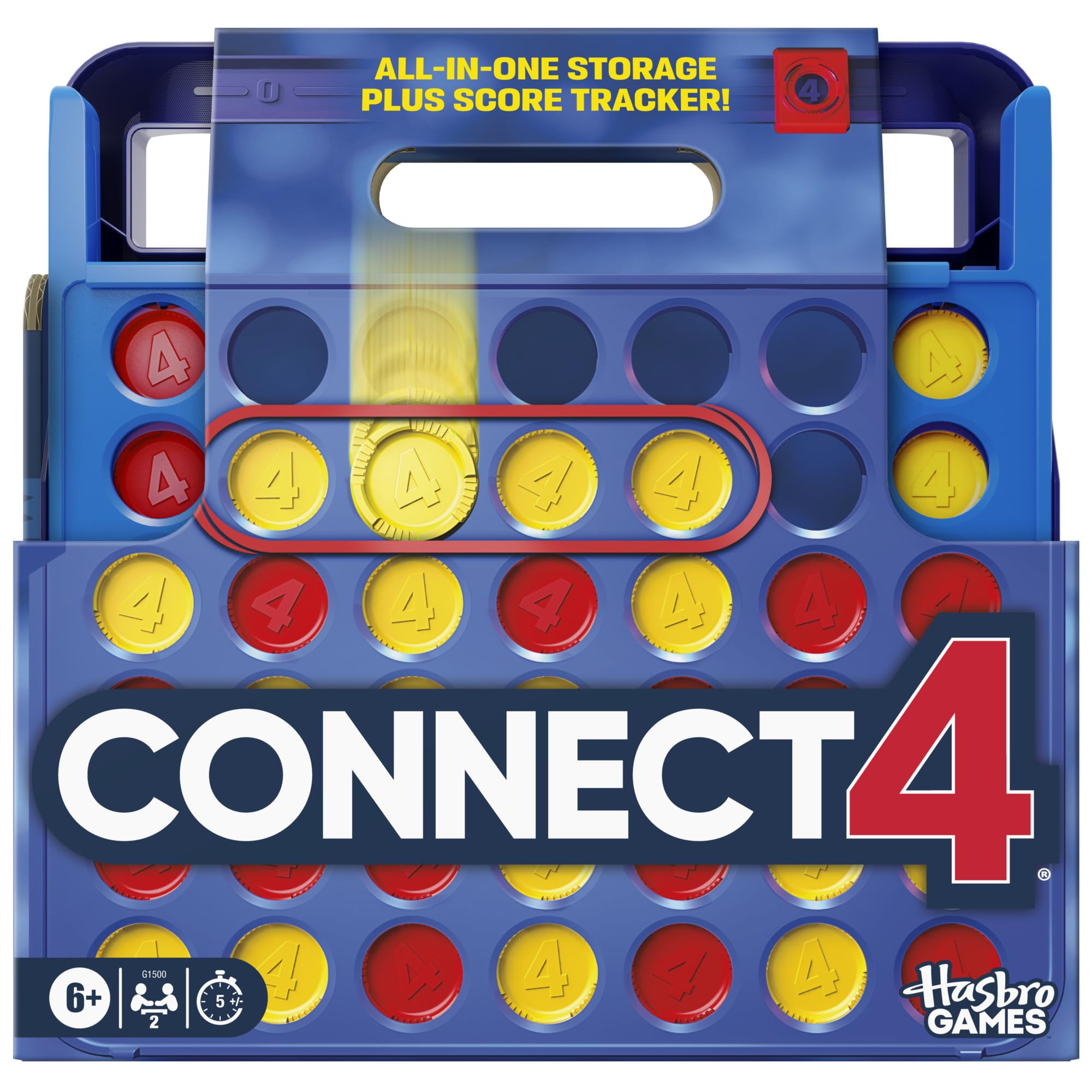 Official Hasbro Games Connect 4 Game (2025 Edition), Red and Yellow, 26.7 cm x 4.1 cm x 0.1 cm