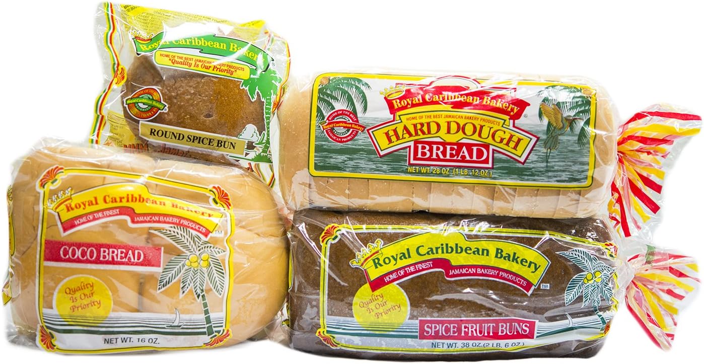 Royal Caribbean Bakery Variety Pack (Hard Dough Bread, 28Oz.; Spice Fruit Bun, 38 Oz.; Coco Bread, 16 Oz.; Round Spice Bun, 5 Oz.))