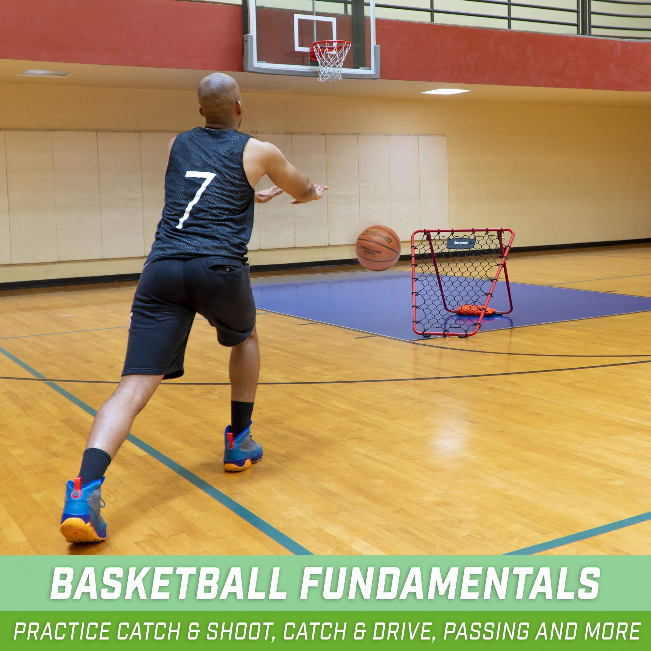 GoSports Basketball Rebounder with Adjustable Frame, Rubber Grip Feet