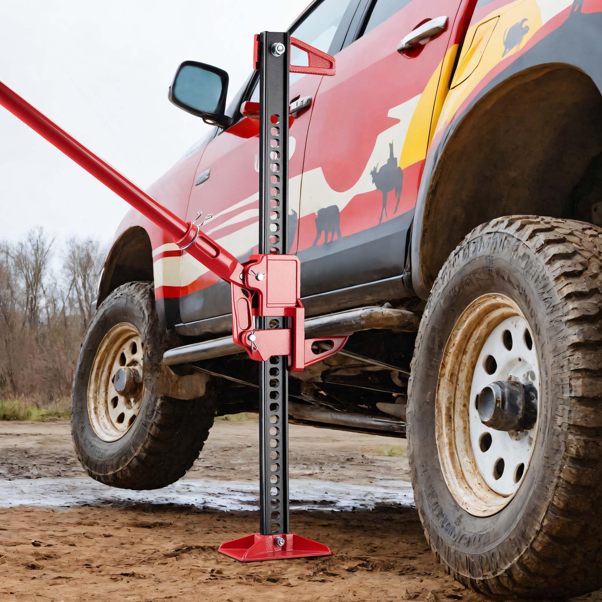 Wiltec Binda Meccanica 48'' Fino a 3000 kg, Altezza di Sollevamento Massima 105 cm, martinetto in Acciaio, cric agricolo Fuoristrada, SUV e ATV