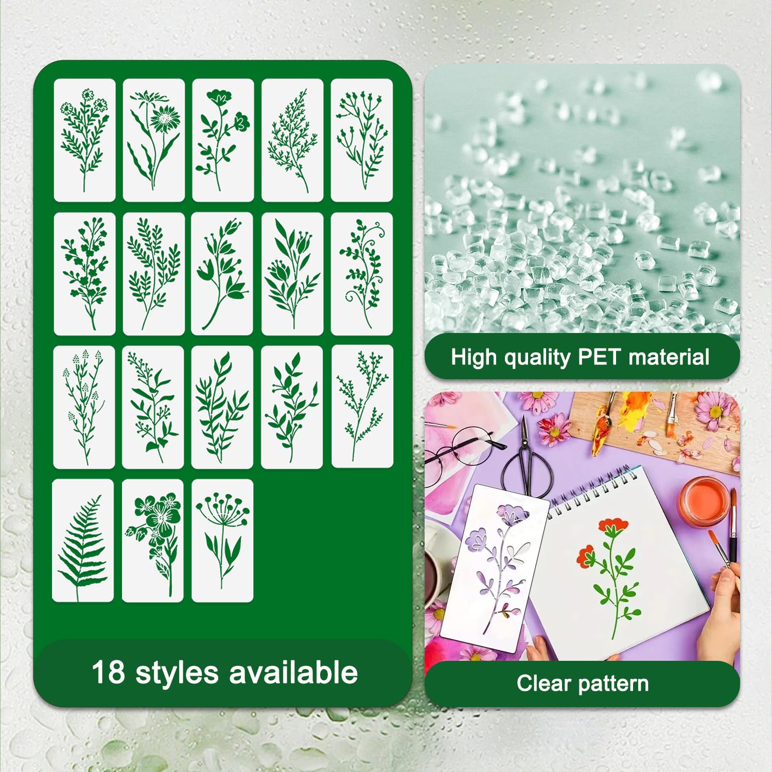 18 Pz Stencil Per Pittura, Stencil Foglie Per Pareti, Stencil Da Parete