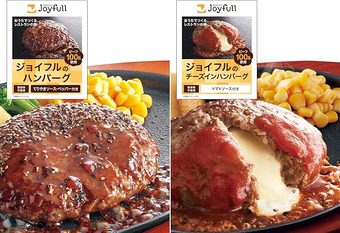 Amazon ジョイフル ハンバーグ 1ｇ スペシャル詰合せセット 2種類4個入り てりやき ソース ペッパー 付き2個チーズ イン ハンバーグ トマト ソース付き2個 冷凍 Restaurant Joyfull 精肉 肉加工品 通販
