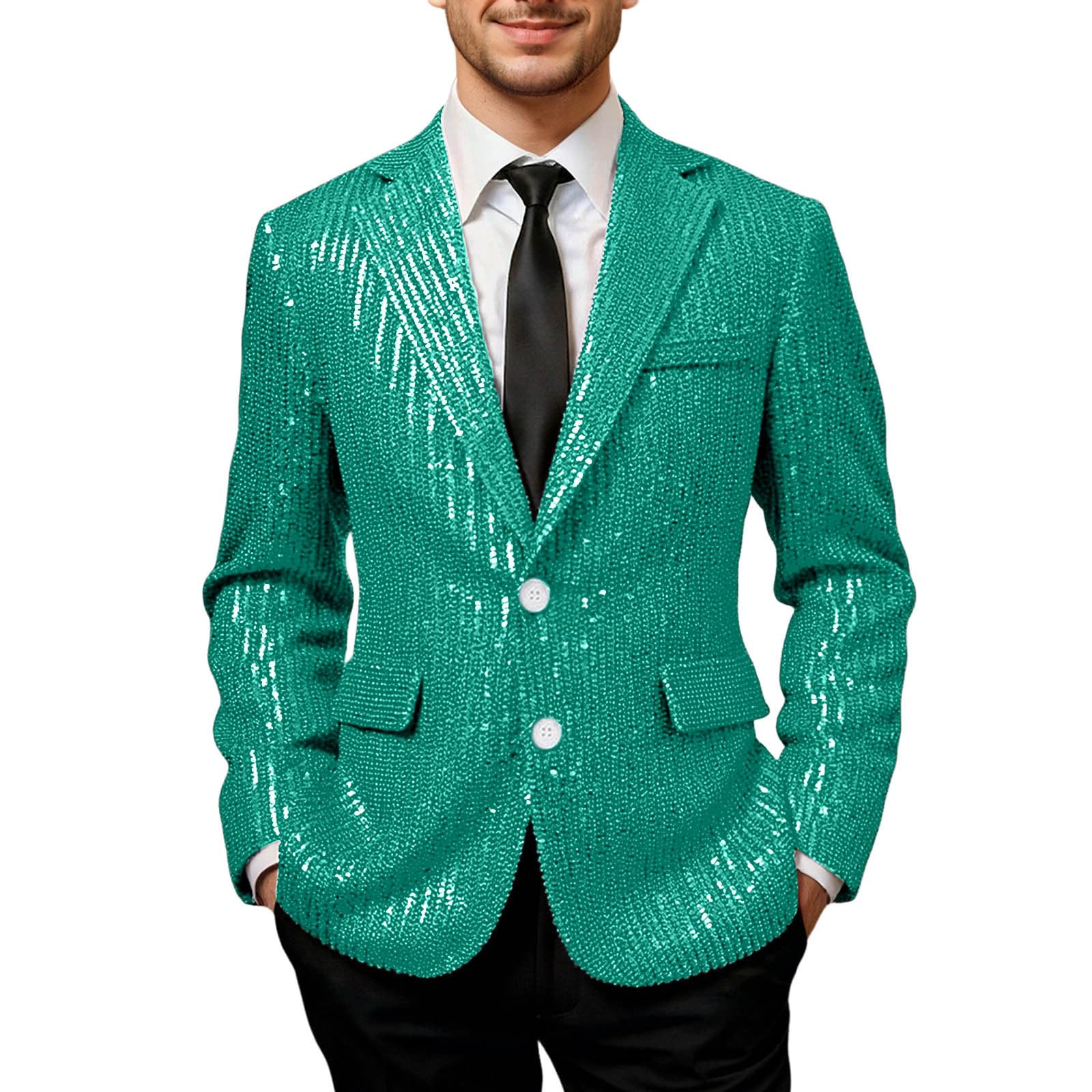 Giacca Uomo Paillettes Elegante, Blazer Brillante con Piccoli Dettagli Luminosi, Abito da Spettacolo Maschile per Festa, Concerto, Discoteca e Performance