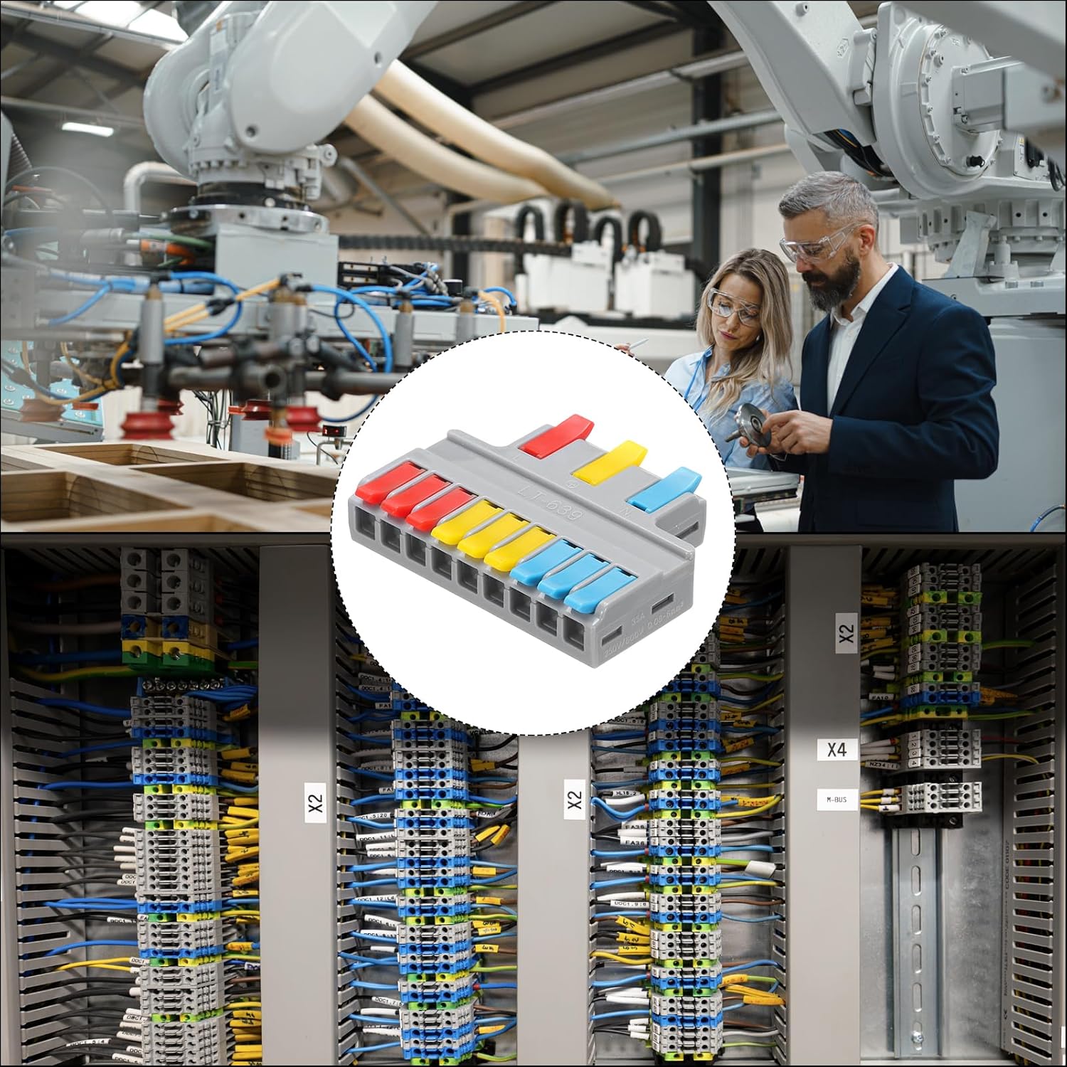 MECCANIXITY 10pcs Din Rail Press Quick Terminal Blocks DIY Splicing Wire Connectors (3 in 9 Out) 35A Terminal Blocks for Wiring Cable Circuit Inline 28-12AWG