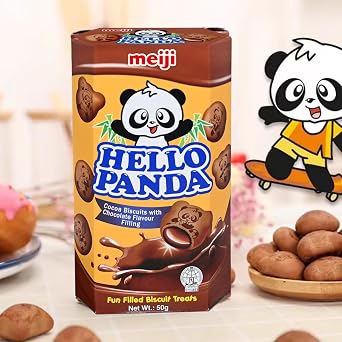 Meiji Hello Panda Assorted Pack 50g x 5 – Fun Filled Chocolate Biscuits (Chocolate, Milk, Strawberry, Caramel, Double Choco) | Japanese Snack Box | Sweet Treat Biscuits for Kids & Adults