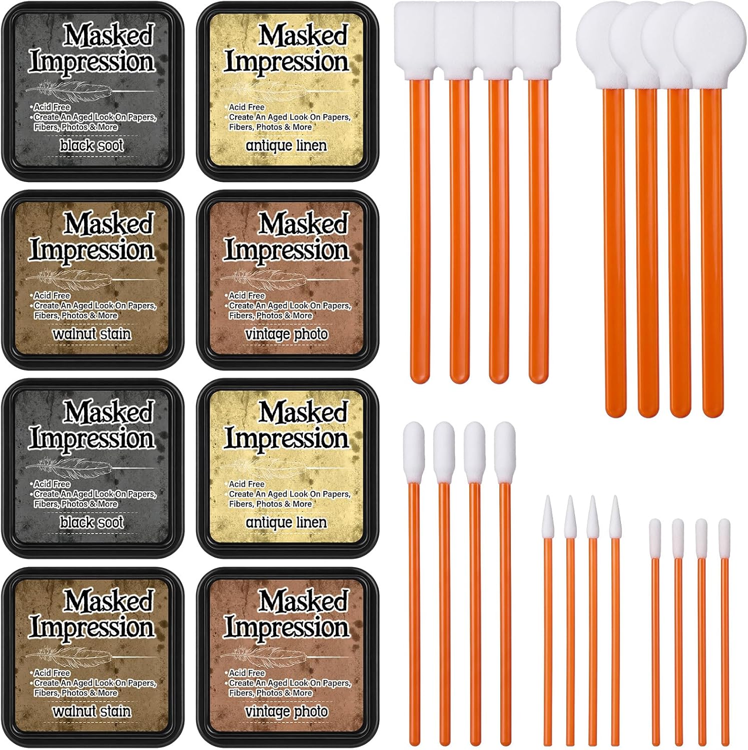 MotiMind 8 Pcs Mini Ink Pads for Stamps Distress Oxide Ink Pads, 4 Colors