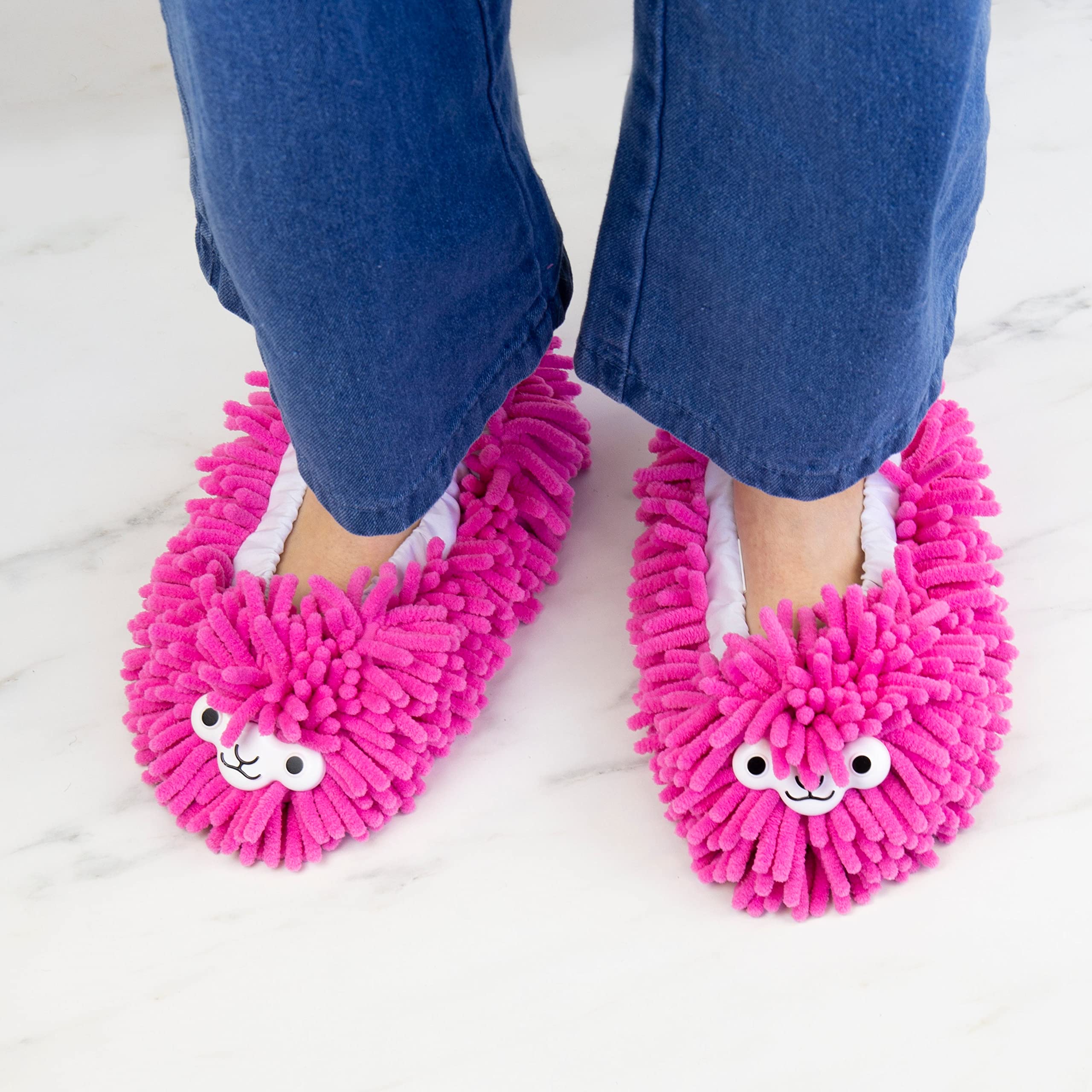 Gift Republic Llama Cleaning Slippers - Pink Microfibre Mop Overshoes for Dusting Floors - Fun Novelty Cleaning Gadget - One Size Fits Most