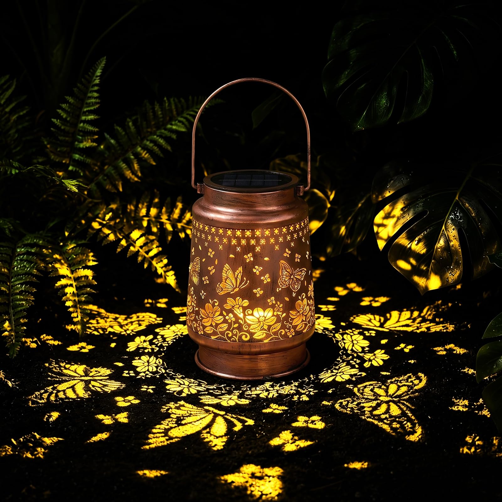 Misflam Solar Lanterns Outdoor Waterproof Candle Garden Decoration Birthday Presents for Women Patio Lawn Yard Pathway Hanging Light, Butterfly