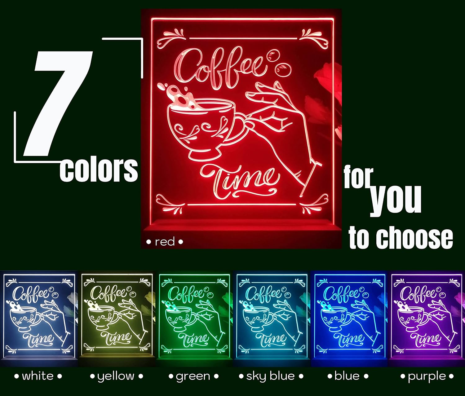 ADVPRO Coffee Time Vintage Hand Tabletop LED Neon Night Light & Lamp Color-Changing 4 Modes st5s12-j5022-c