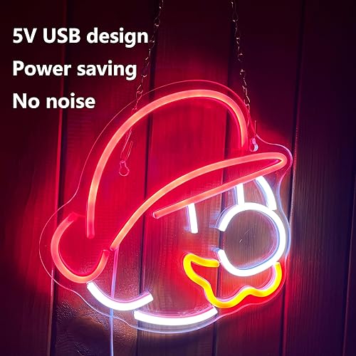 Miniatura 5 de Letreros de neón de anime, Grungelweal LED regulables, decoración de pared para sala de estar, alimentado por USB con interruptor regulable para
