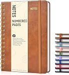 Lined Spiral Journal Notebook, A5 Hardcover Spiral Journals for Women Men, 150 Numbered Pages Spiral Bound Notebook, 100 GSM College Ruled Notebooks for Writing Note Taking Working 5.75" x 8.38" Black
