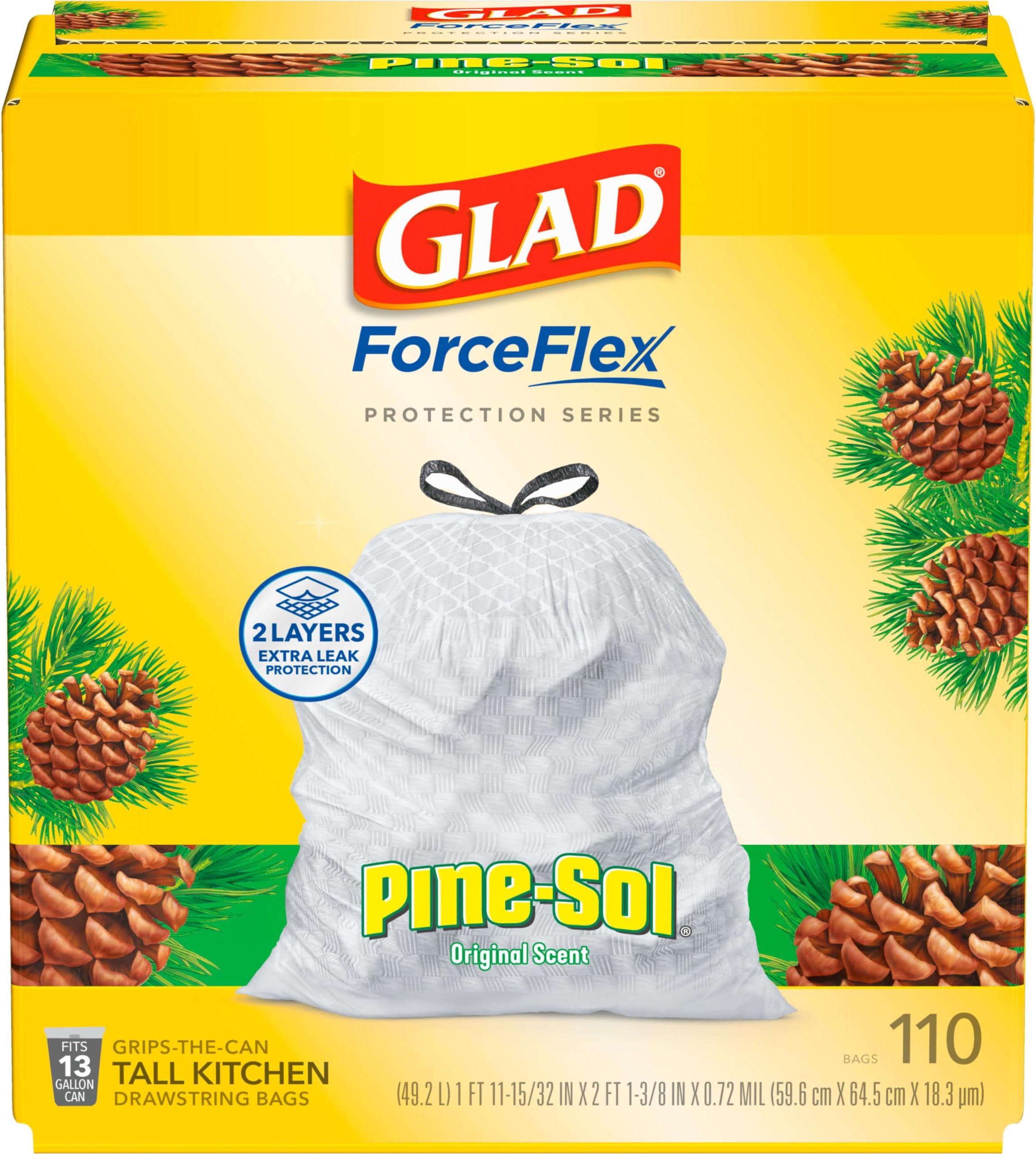Glad Trash Bags, ForceFlex Tall Kitchen Drawstring Trash