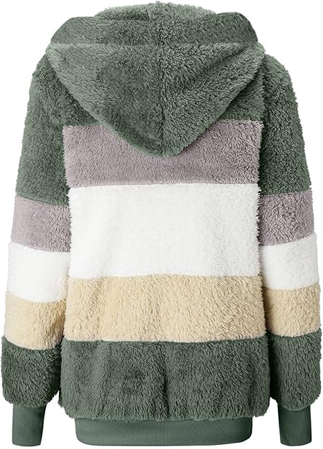Nidddiv Fleece jassen voor dames, volledige rits, zakken, hoodie, jassen, winter, warm, zacht, teddy, hoodie, warm, pluizig, ritssluiting, winter, buitensporten, thermische overjas, sweatshirt voor