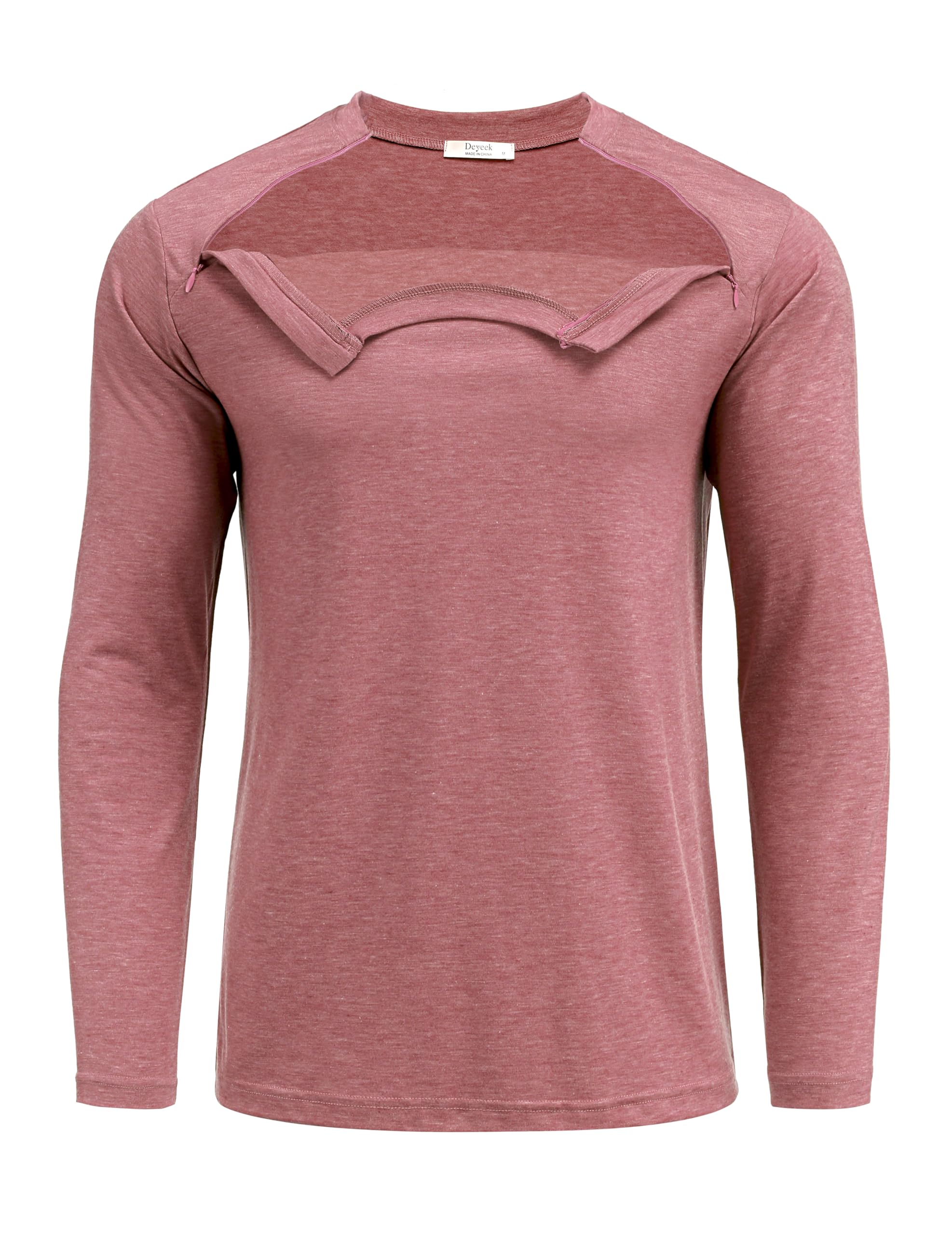 Deyeek Unisex Chemo Shirts for Port Access Chemotherapy Must Haves Long Sleeve Cancer Care Package for Men