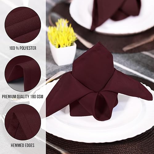 Miniatura 7 de Utopia Home Servilletas de tela burdeos (paquete de 12, 17 x 17 pulgadas), servilletas de cena ideales para fiestas, bodas y almuerzoscenas