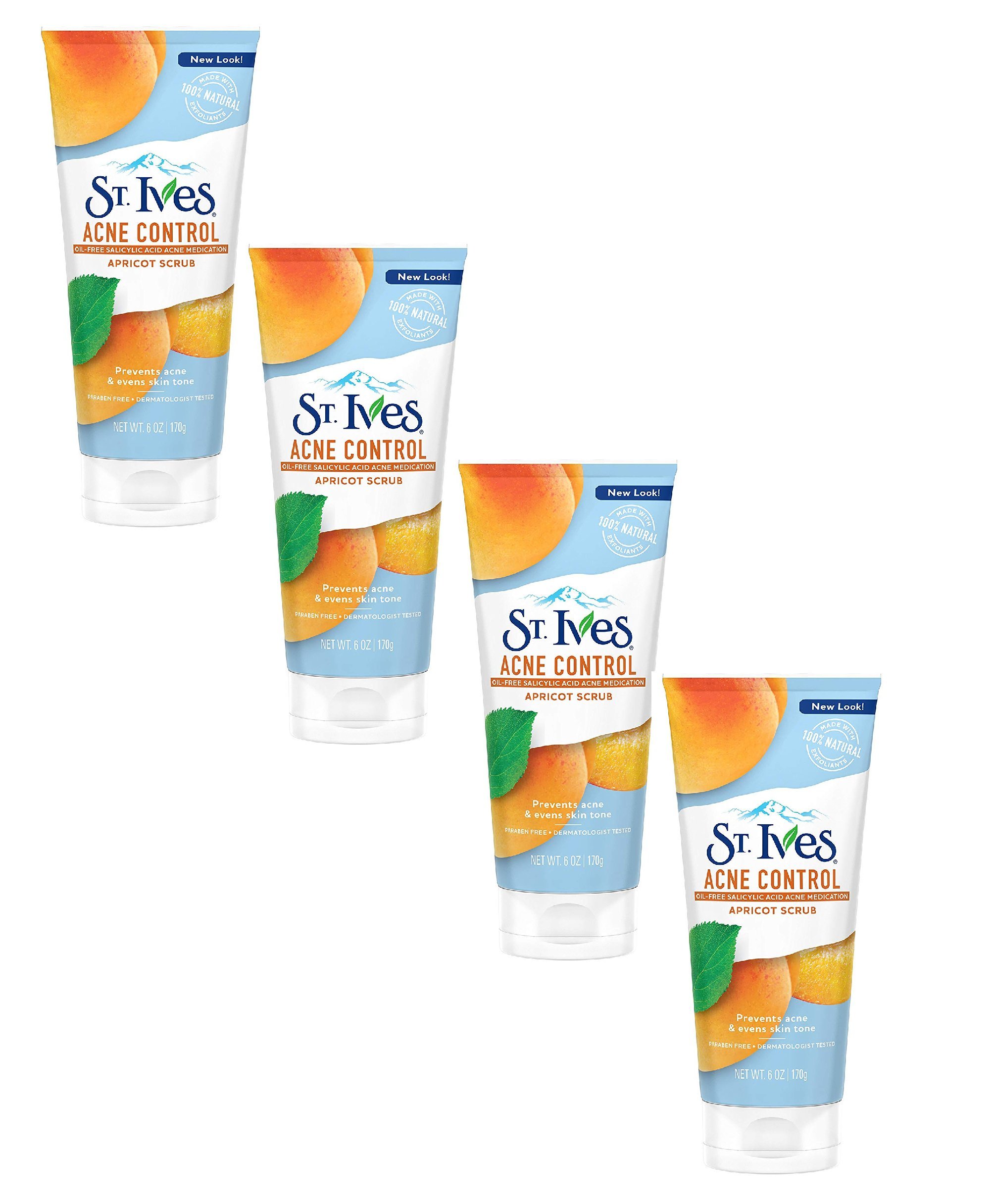 ST. IvesNaturally Clear Apricot Scrub, Blemish Control 6 oz (Pack of 4)