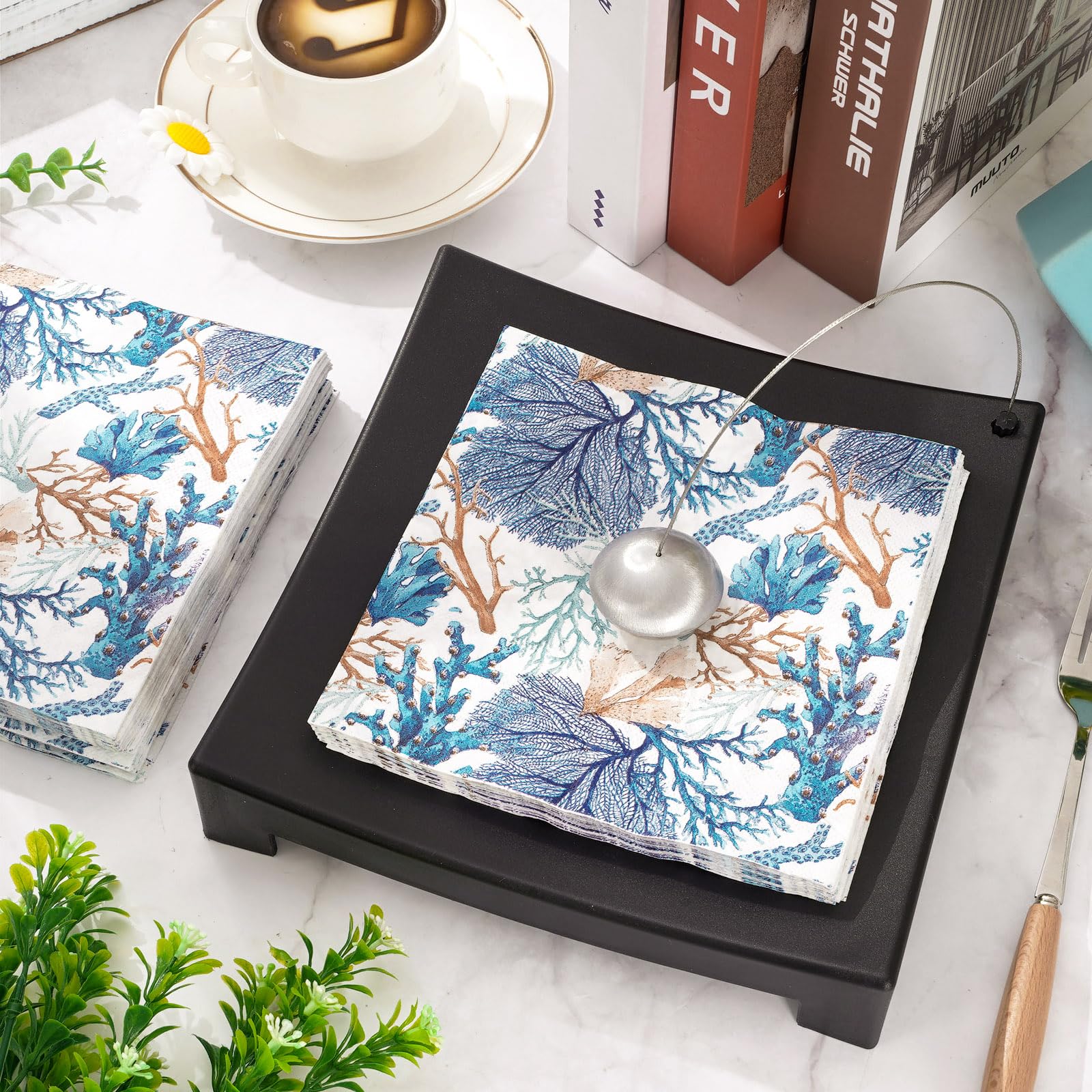 50 Strand-Cocktail-Servietten Mit Aquarell-Meer-Motiv – 25,4x25,4 Cm, Saugstark, Für Sommerpartys