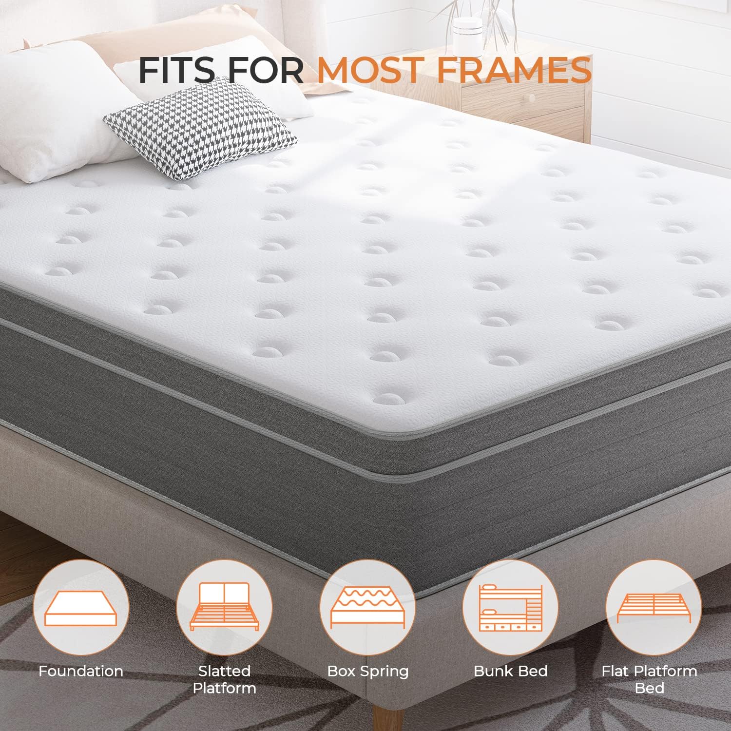 Sweetnight Hybrid Mattress, King Size 12 Inch Plush Pillow Top, Individually Pocket Spring with Cooling Gel Memory Foam for Motion Isolation and Cooler Sleep