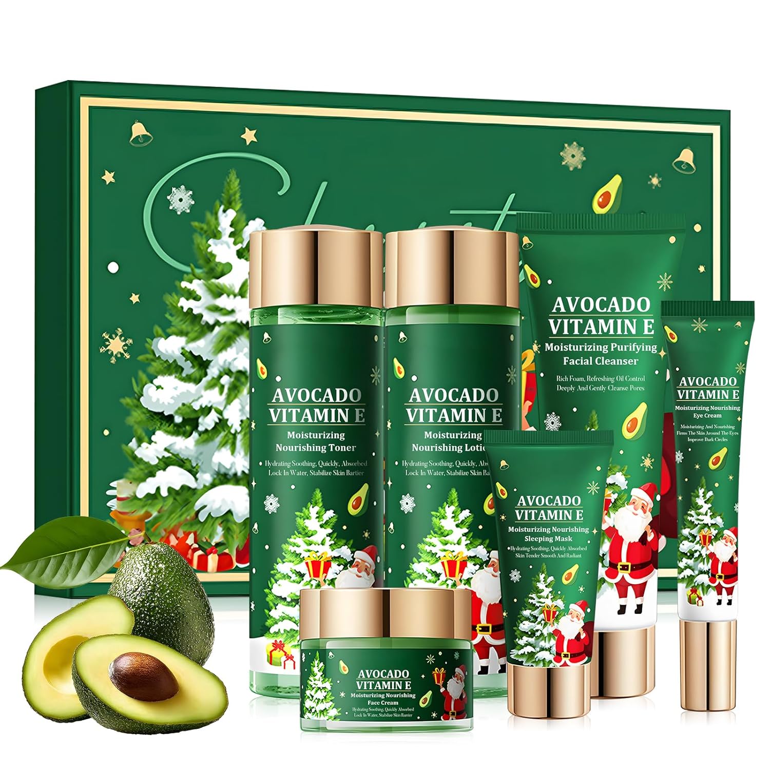 JAOJAO Christmas Face Masks Skincare Christmas Party Favors for Women Spa Party Supplies for Girls Include Xmas Sleeping Mask Facial Cleanser Toner Lotion Eye Cream Face Cream Mom christmas Gifts