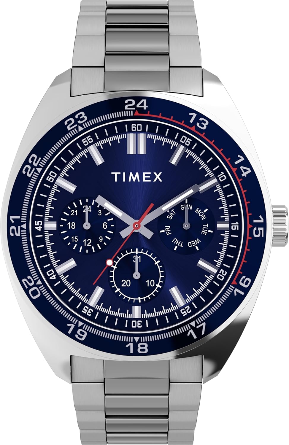 Timex Men's Trend 45 mm Watch - Silver-Tone Stainless Steel Bracelet with Blue Dial and Silver-Tone Case TW2Y22700