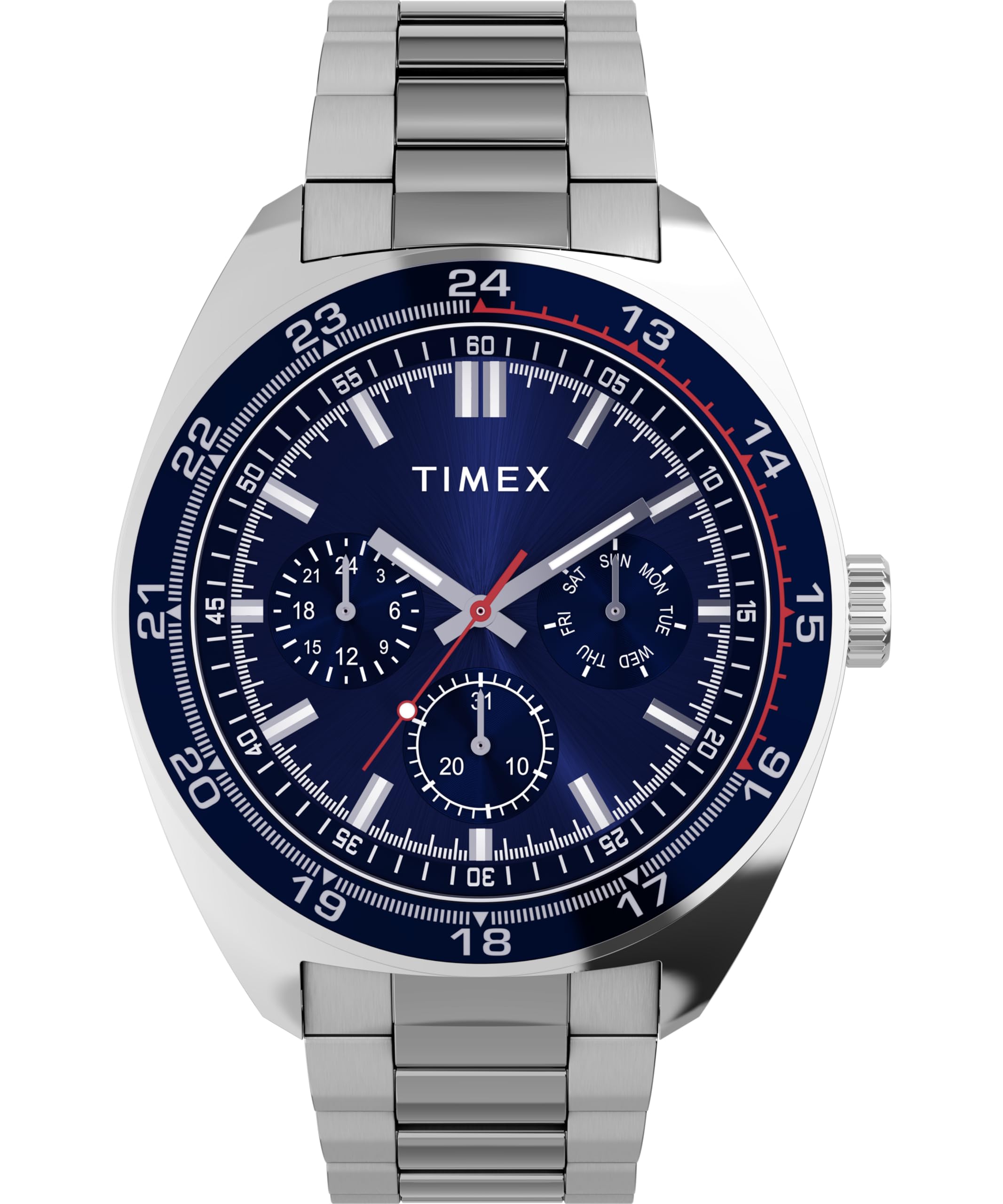 Timex Men's Trend 45 mm Watch - Silver-Tone Stainless Steel Bracelet with Blue Dial and Silver-Tone Case TW2Y22700