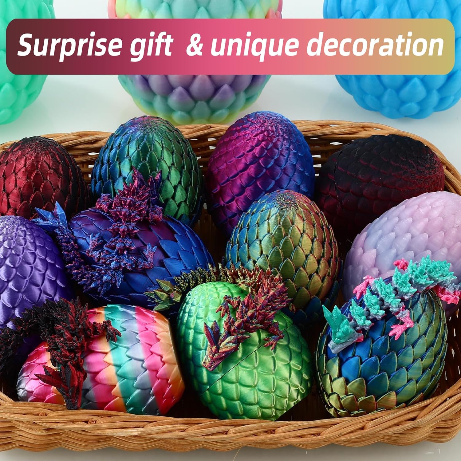4PCS 3D Printed Dragon Eggs Fidget Toys,Mystery Crystal Dragon Egg for Easter Basket Stuffers, Easter Toys & Decor – Unique Easter Basket Essentials for Kids & Collectors (4 Pack) - Image 6