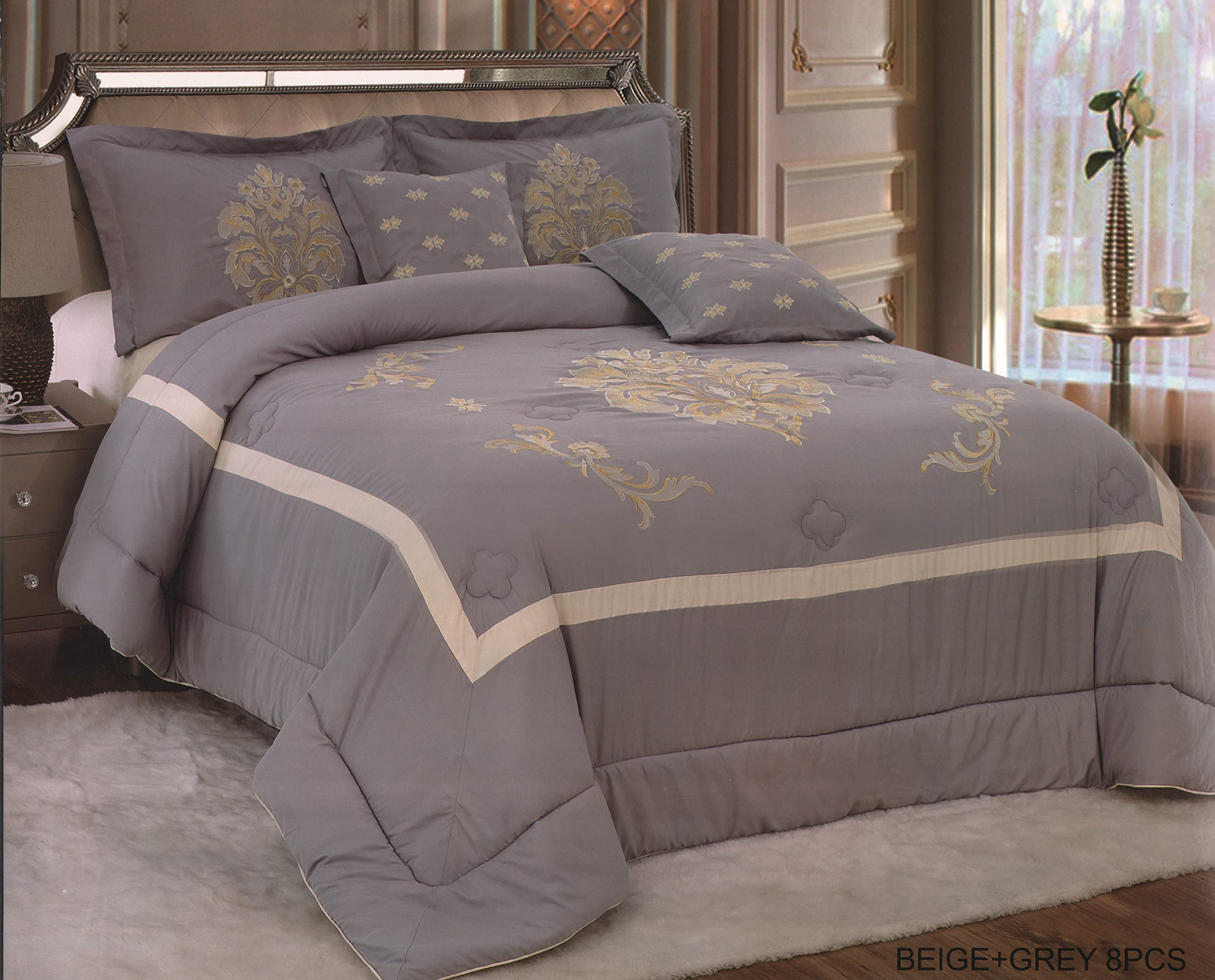 Howards Luxury Comforter Set (beige + gray)