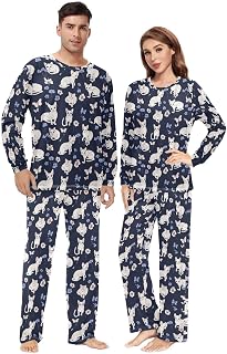 Par matchande pyjamas rolig Devon Rex katter marinblå hans och hennes pyjamas set med två delar pyjamas