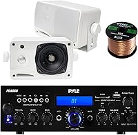 Vista 1 de Pyle PDA6BU - Receptor amplificador estéreo Bluetooth de 200 vatios con tarjeta USB/SD, 2 pares PLMR24 Pyle de 3.5 pulgadas, 200 W, 3 vías a prueba