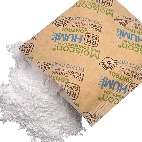 Miniatura 7 de Wisesorb Paquete de 30 paquetes de control de humedad bidireccional de 62% HR 0.28 oz para almacenar paquetes de control de humedad de 1 oz, tamaño